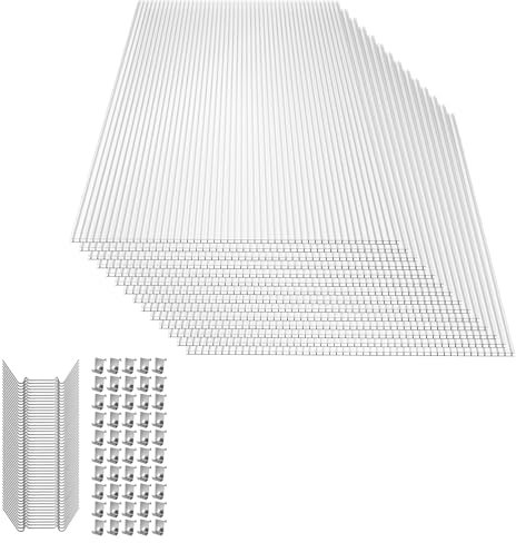 YUNGFONG 14 pezzi policarbonato doppia parete, lastre in policarbonato, antiurto lastre multiparete, adatto per serre e giardini, Spessore 4 mm, 60,5 x 121 cm