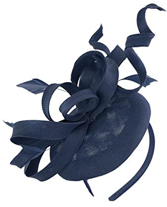 Caprilite Pillbox Swirl Loop Sinamay Headband Fascinator for Women Wedding Ascot Races (Navy)
