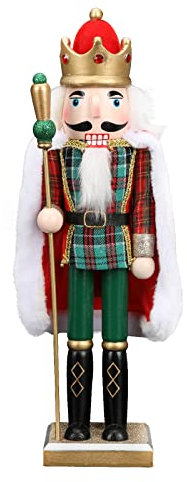 Roadtime Adorno de Cascanueces de Navidad, 38 cm de Cascanueces de Madera, Decoraciones clásicas Tradicionales de Navidad (King)