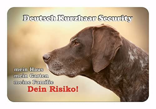 Merchandise for Fans Warnschild - Schild 20x30cm Motiv: Deutsch Kurzhaar Security (01)