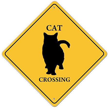 Metall Blechschild Plakette Katze Xing Katze Kreuzung Warnschild Vorsicht Vorsicht Vorsicht Katze Kreuzzone Einfache Montage Tierschild Rusty Straße Schild für Scheunentor Dekorationen 15 Zoll