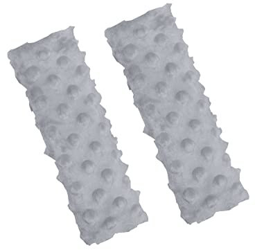 Balbina 2 Stück Gurtpolster Auto, Schulterpolster Erwachsene Kinder, Babyschale einsetzbar als Schoner für Kinderwagen Rucksäcke, Minky-Stoff, universal 7 x 21 cm, Hellgrau