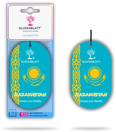 GLÜCKSBLATT Premium Autoparfüm Flagge KASACHSTAN - Luftreiniger - Hängendes Papier - ENERGY - Blau
