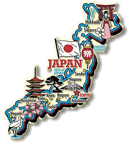 Japan Jumbo Country Map Magnet by Classic Magnets, Collectible Souvenirs Made in The USA