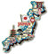 Japan Jumbo Country Map Magnet by Classic Magnets, Collectible Souvenirs Made in The USA
