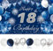 ZOCONE Decoración para 18 Cumpleaños Pancarta 18 Años Decoracion Cumpleaños Fiesta Celebracion de Azul Blanco Photocall Chico con Globos