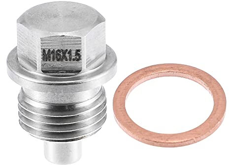 A ABSOPRO Ölablassschraube mit Dichtring Kupfer M16x1,5 Ablassschraube Motor Ölwanne Silber