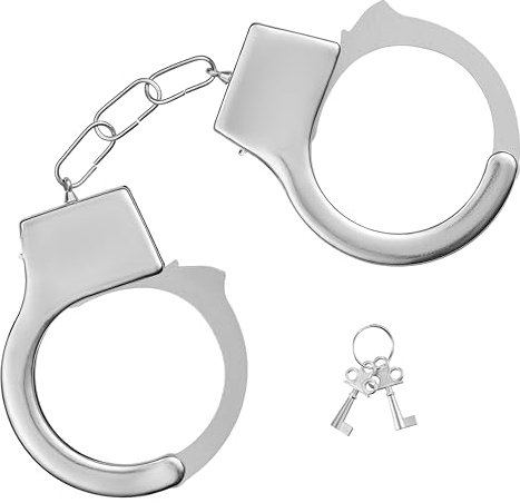 Balinco Handschellen Polizei Kostüm mit Schlüssel, Echt Stahl, Polizist Zubehör, Sträfling Accessoires, Mottoparty, Karneval, Fasching, Halloween