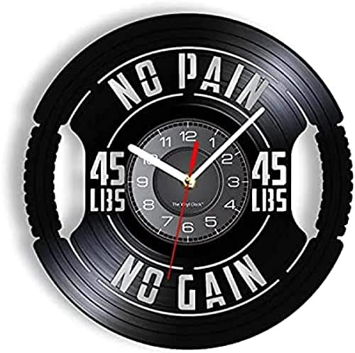 12 Inchs Wall Clock Fitness Gym Sign Weight Plate 45lbs Vinyl LP Record Wall Clock Workout Room Weightlifting Decor Artwork Clock Fitness Gift