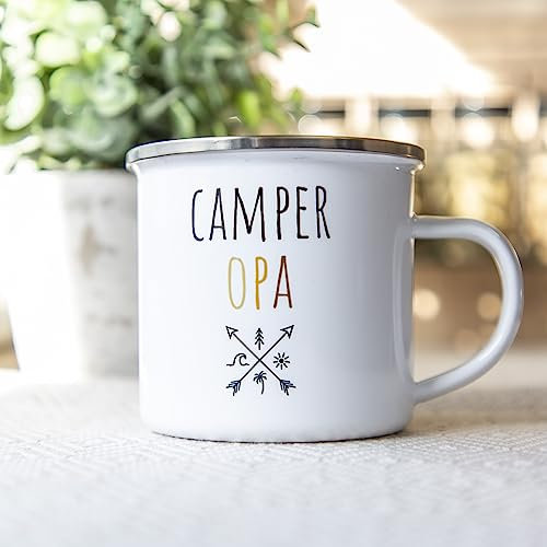Emaille Tasse »Camper Familie« (Opa 350ml)