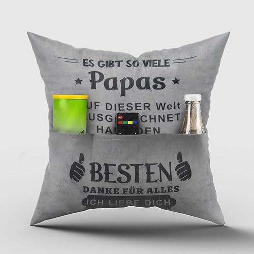 RunFar shop 45 x 45cm Kissenbezug Männer Zierkissenbezug mit Taschen zum Befüllen Kissenhülle tolles Geschenk Geburtstag Geburtstag für Papa