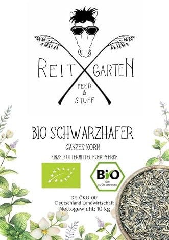 Reitgarten´s Bio Schwarzhafer ganzes Korn 10 kg Pferd Futter Kraftfutter Hafer Pferdefutter Organic