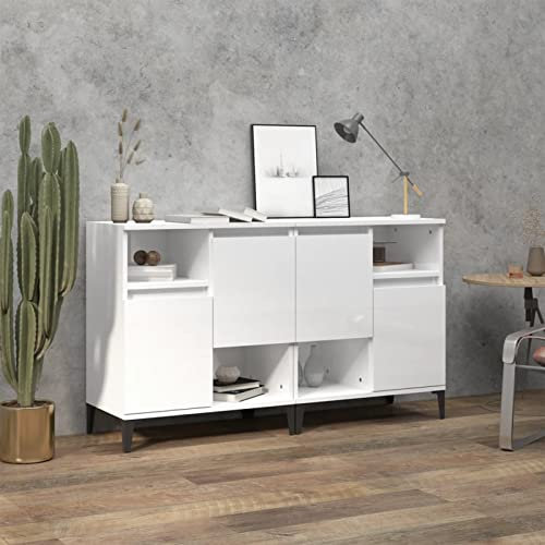 GuyAna Sideboards 2 STK. Hochglanz-Kommode Weiß TüRen Sideboard Flur Schmal Eckkommode 60x35x70 cm Holzwerkstoff