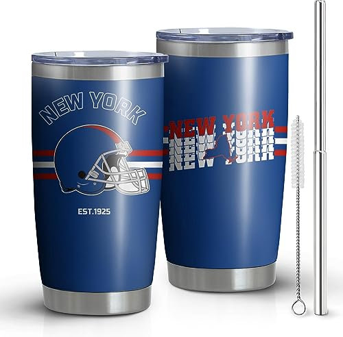 Wallstre New York Tumbler Cup – New York Geschenke für Männer – 590 ml isolierter Edelstahl-Kaffee-Reisebecher mit Deckel und Strohhalm