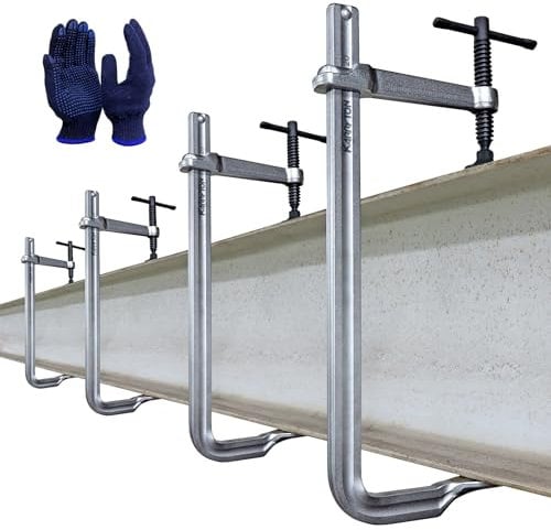 KARRYTON 4-Pack Heavy Duty 12(300x120mm) F-Clamp w/ 4-3/4 Throat Depth, Bar Size 1x15/32, 1400LB Clamping Force, Drop Forged Steel Bar Clamps for Wood, Metal, Pipe, Welding and DIY Projects