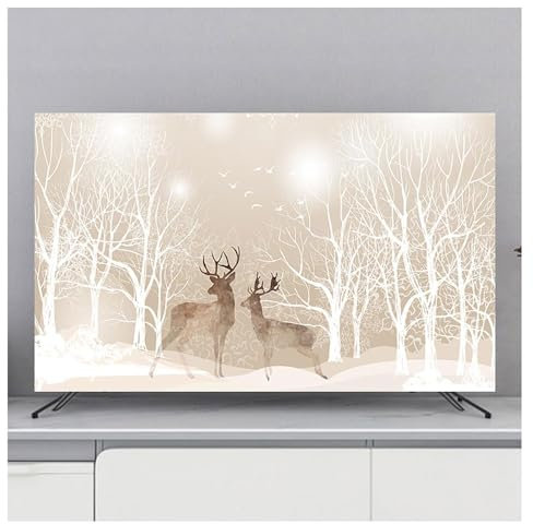 Indoor TV Cover 32-80 TV/PC Covers Indoor Display Cover TV Dust Cover Soft Polyester Fabric Printed Dust-Proof Protector for Flatscreen Television, Smart TV B,75in