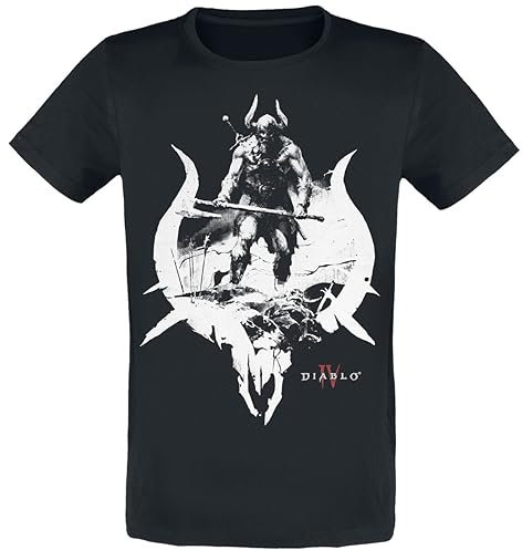 Difuzed Diablo Diablo 4 - Barbarian Homme T-Shirt Manches Courtes Noir L 100% Coton Regular/Coupe Standard