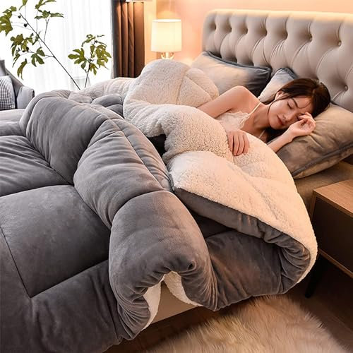 XIUWOUG Bettdecke 4 Jahreszeiten, Allergiker-Geeignet, Dicke Winterdecke, Kaschmir-Steppdecke, Extra Warm für Winter, Grau, 150x200cm (2kg)
