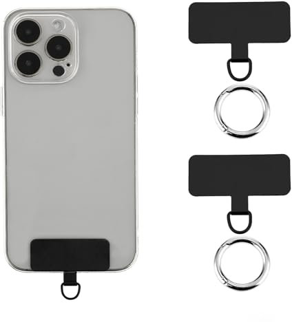 Amaxiu Handy Tether Tabs,2 Stück Universelle Galvanik Edelstahl Patches mit Metall Federverschluss Ring Handy Gurt Ersatzteil Kompatibel mit Smartphones In Vollständig Abdeckender Handyhülle(Schwarz)