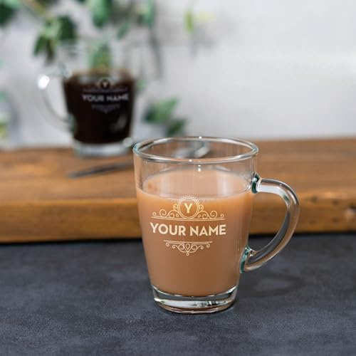 Personalised Glass Coffee Mug Engraved Hot Drink Tea Cup Your Own Message Bespoke Designs Personalized Glass (Style 3)