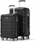 SHOWKOO Kofferset 2 Teilig Hartschale Leicht ABS+PC Erweiterbar Reisekoffer Haltbar Trolley Handgepäck Sets mit TSA Schloss und 4 Rollen (M+L -Schwarz)