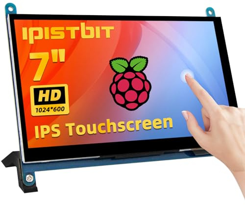 iPistBit 7 pollici LCD Touch Screen 1024x600 IPS Display con Supporto, HDMI Monitor Portatile per Raspberry Pi 5/4B/3B+/3B/B+/Zero/400, BB Nero, Windows 10 8 7, Controller gratuito