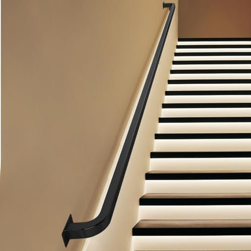 GArcan Corrimano per Scale per Montaggio a Parete con staffe in Ferro battuto 3,3FT / 1 Metro 6,6FT / 2 Metri Ringhiera per Scale Interne ed Esterne, Kit di Supporto per ringhiera per Scale - Suppo