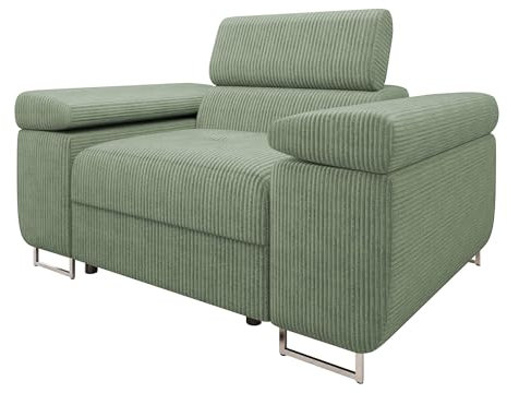 Mirjan24 Sofa Torezio Cord I mit Einstellbare Kopfstützen, Einzelsofa, Polstersofa, Füße aus Metall Chrom, Sofagarnitur, Wohnlandschaft, Couchgarnitur (Poso 47)