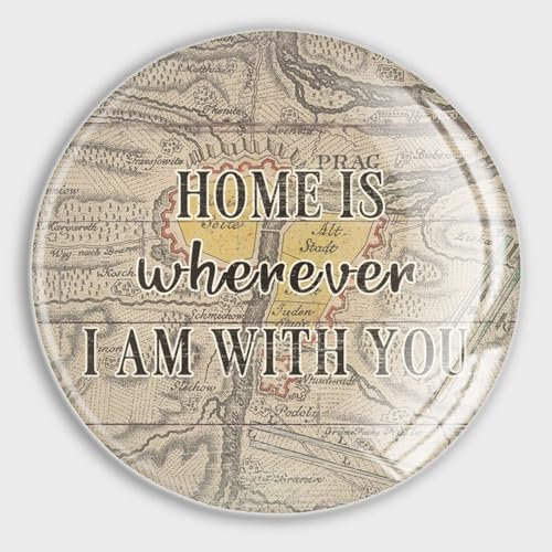 luckluccy Magnete Kühlschrank Kleine Magnete Home Is Wherever I'm with You Runde Magnete Vintage Karte Sprüche Schriftzug Niedlich Klein Klein Magnet für Küche Whiteboard Deko