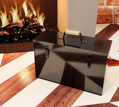 Fire Beauty Fireside Ash Carrier,Metal Ash Storage Box,3 Gallon Ash Tidy Container with Lid,Ash Pail,Fireplace Ash Bucket Bin for Fireplace, Fire Pits, Wood Burning Stoves, Grill, Outdoor