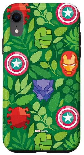 iPhone XR Marvel We Are Groot Avengers & Spider-Man Symbols and Leaves Case