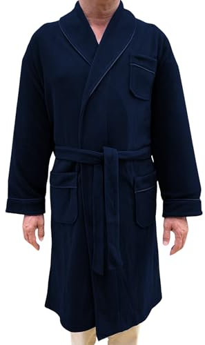 SGARLATA HOME Robe de chambre pour homme en polaire col châle classique art. Valerio, bleu, XXXXL