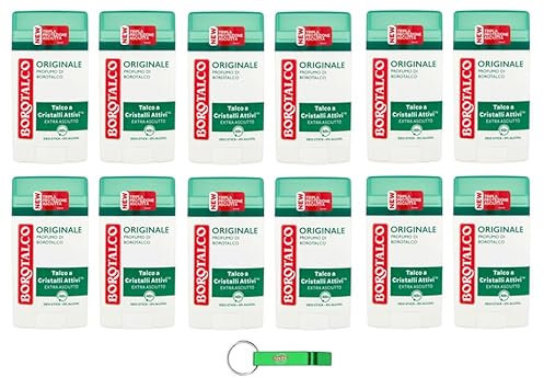 12x Borotalco Deodorante Deo Stick Originale,Dreifacher Schutz vor Schweiß und extra Trocken Effekt,40ml + Beni Culinari Kostenloser Schlüsselanhänger