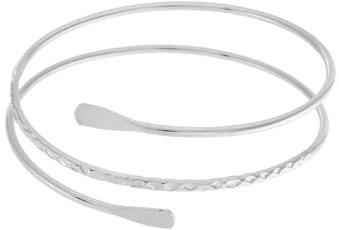 SSKHE Boho armreif silber, Einstellbar oberarmreif, Offen Ende armreifen (Silbrig)