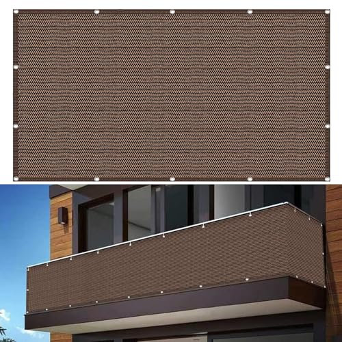 Brise-Vue pour Balcon 700 x 50 cm en Polyéthylène Haute Densité, Brise Vue Balcon Exterieur, avec Œillets, Attaches de Câble, pour Balcon, Porches, ‎Marron