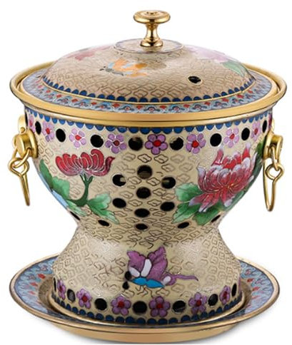 NHDVDVAV Copper Vintage Pot Hot Pot,Handmade Single Person Cloisonne Copper Hot Pot,Chinese Traditional Copper Hot Pot,Copper Vintage Cooking pot for Family Gathering,C