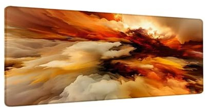 Tapis de Souris 1200x600x3mm Grand Tapis Souris XXL, Nuage Abstrait Tapis de Souris Bureau, à Bords Cousus, Base en Caoutchouc Antidérapante, sous Main pour Clavier et Souris, Decoration Maison W-95