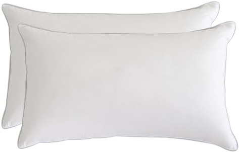 FISHDRU Federkissen 50x70 cm(2 Stück, weiß), Federkopfkissen mit Bezug aus Baumwolle，Kissen als Kopfkissen, Schlafkissen u. Bettkissen