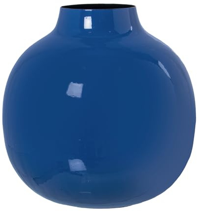JARRÓN METAL ESMALTADO AZUL_°21X21CM