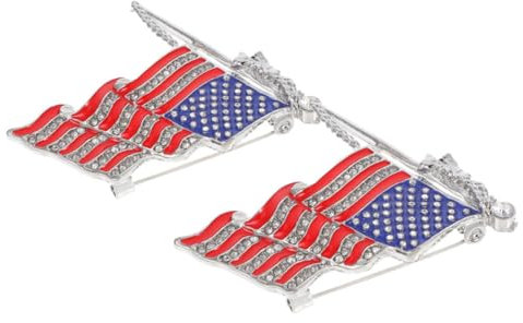 VALICLUD 2stücke Flagge Brosche Anstecknadel Mit Strasssteinen Patriotische Anstecker Für Anzug Kleid Schal Zubehör Für Nationale Feiertage Und Feierlichkeiten