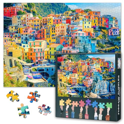 1000 Stück Jigsaw Puzzles Bunte Häuser Der Cinque Terre Lustiges Puzzle Für Erwachsene Familie Dekompression Herausfordernde Manarola Fischerdorf Jigsaw Puzzle Als Geschenk Für Freunde 70cmx50cm
