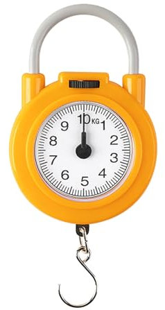 Zeigerschnellwaage, 10 kg Manuelle Gepäckwaage Federwaage Federzugwaage mit Gepäckhaken Hängewaage (YELLOW)