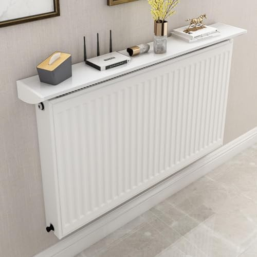 NIKSHI Radiator Shelf, Radiator Covers for Home Old Radiator - Length 60-160cm Heater Cover Dust-Proof Anti-Smoke No Drilling Installation Required for Bedroom Living Room,Width: 15cm,White-160cm