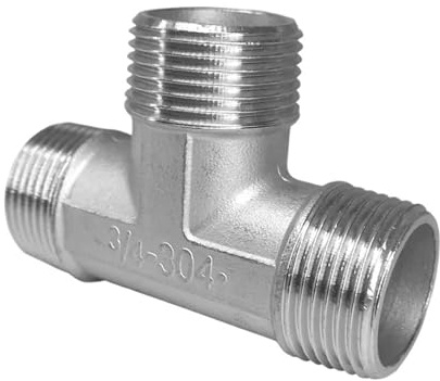 1/4 3/8 1/2 3/4 1 1-1/4 1-1/2 2 Maschio Femmina Tee 3 Vie Splitter 304 Acciaio Inox Raccordo for Tubo Acqua Gas(M-M,THREAD_3/4)