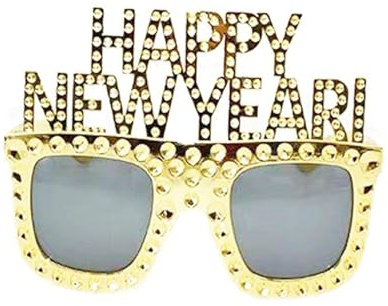YUSHWENPTY Happy New Year Brille, Frohes Neues Jahr Glitzer Brillen, Silvester Party Brillen, Silvester Deko Brille für Partyzubehör, Neujahrsdeko, Foto Requisiten