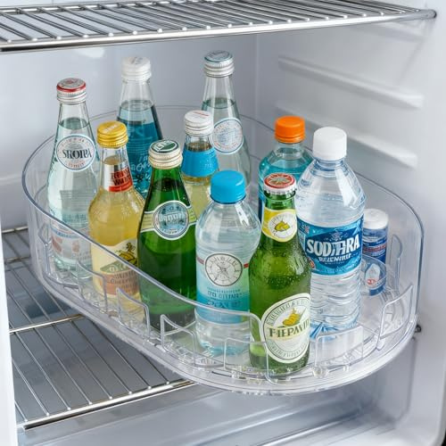 GAESHOW Kühlschrank Drehteller Organizer, 360° Drehbar Drehplatte Lazy Susan, Transparent Rechteckiger Drehteller Küchenorganizer, Gewürzregal für Küche Aufbewahrung Gewürze, 33 x 21.5cm