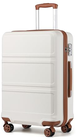 KONO Großer Koffer Leicht Hartschalenkoffer Trolley Reisekoffer mit 4 Rollen und TSA Schloss, 85x56x34cm, 140Liter, Zwillingsrollen Rollkoffer, ABS+PC Hartschale (Cremeweiß, XXL)