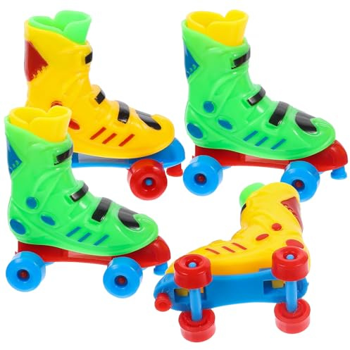 2 Paar Fingerrollschuhe aus Kunststoff für Fingersport und Dekompression | Tragbares Fingerspielzeug, Farblich Sortiert, Kleines Rollen-spielzeug, Flexibel, Bequem, für Spaß Am Tisch Zufällige Farbe