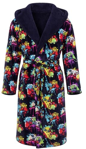 i-Smalls Mens Fleece Dressing Gown Hooded Soft Bathrobe Housecoat Belted Warm Robe UK