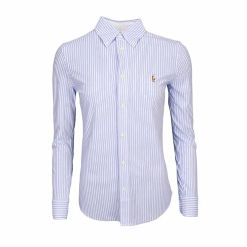Ralph Lauren Chemise Polo rayée en Coton piqué Bleu et Blanche pour Femme